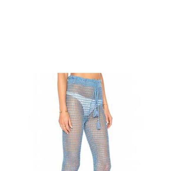 MAJORELLE $198 (Revolve) Hilary Crochet Drawstring Pants in Blue Large L - Picture 3 of 6